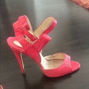 Brian Atwood Pink Stiletto Heels with Textured Design